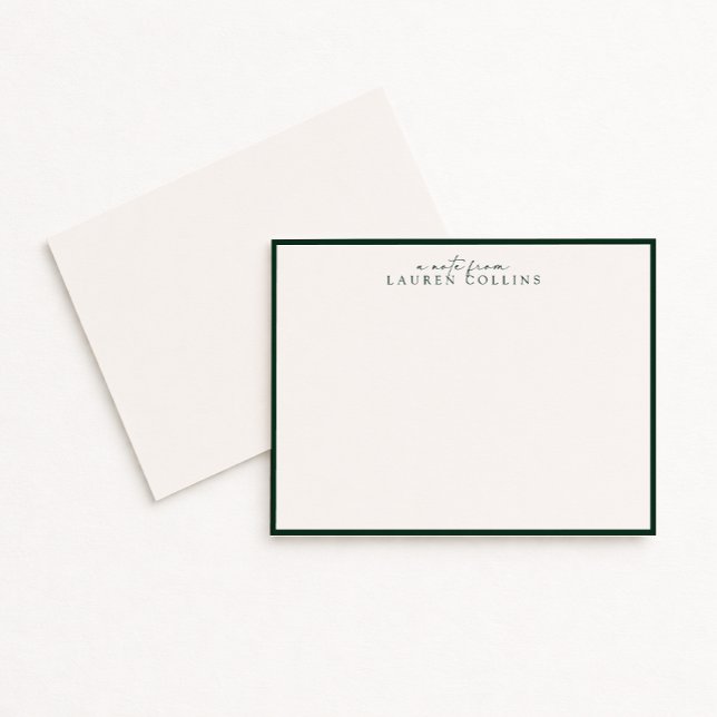 Minimalist ivory, Dark Emerald Border Note Card (Creator Uploaded)