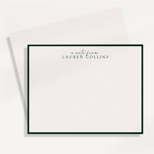 Minimalist ivory, Dark Emerald Border Note Card (Creator Uploaded)