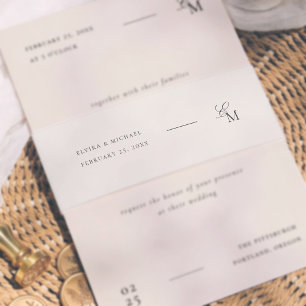 Minimalist Ivory Editorial Wedding Invitation Belly Band