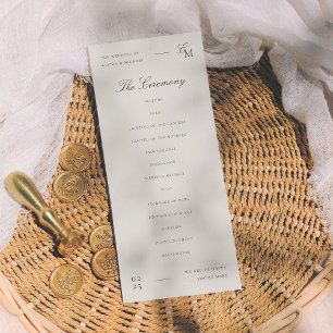 Minimalist Ivory Editorial Wedding Programme