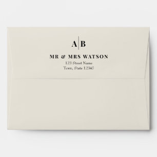 Minimalist Ivory Monogram Wedding Envelope