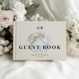 Minimalist Ivory Photo Wedding Guest Book