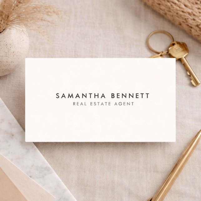 Minimalist Ivory Real Estate Agent Logo Business Card (Creator Uploaded)