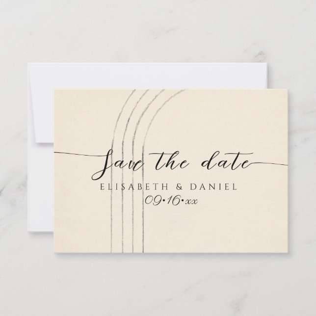 Minimalist ivory save the date (Front)