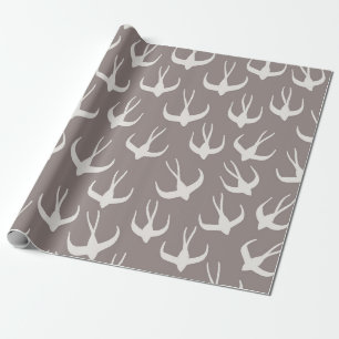 Minimalist Ivory Swallows in Flight Wrapping Paper