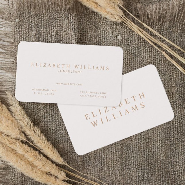 Minimalist Ivory Tan Professional Business Card (Creator Uploaded)