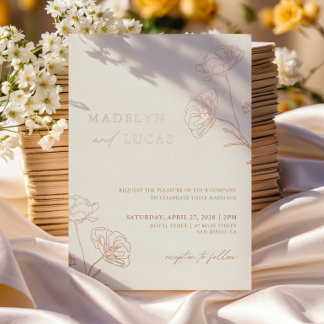 Minimalist Ivory Taupe Monogram Wedding Rose Gold