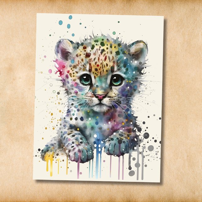 Minimalist Ivory Watercolor Leopard Pattern Postcard (Creator Uploaded)