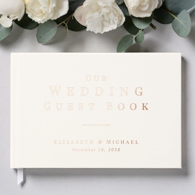 Minimalist Ivory Wedding Guest Book (Minimalist Ivory Wedding Foil Guest Book)
