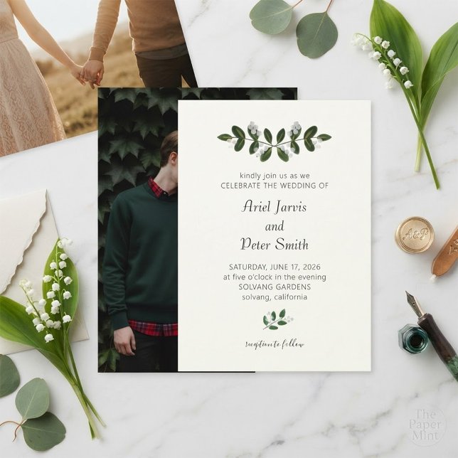 Minimalist Ivy Border Photo Wedding Invitation  (Creator Uploaded)