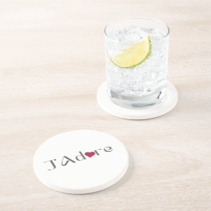 Minimalist J'Adore, Romantic French Home Décor Coaster