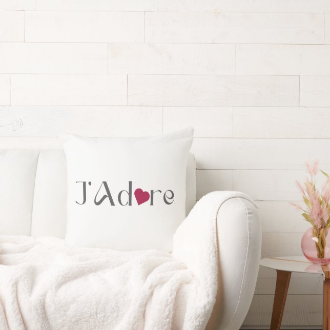 Minimalist J'Adore, Romantic French Home Décor Cushion (Couch)
