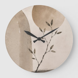 Minimalist Japandi Watercolor Branch Clock