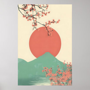Minimalist Japanese Cherry Blossom Art Print