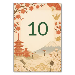 Minimalist Japanese Cherry Blossom Wedding Table Number