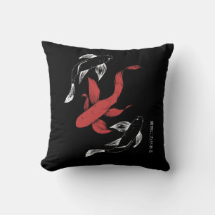 Minimalist Japanese Koi Fish Hand-Drawn Style Cushion
