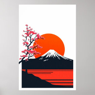 Minimalist Japanese Landscape Art  Poster
