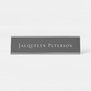 Minimalist Jet Black Plain Elegant Modern  Desk Name Plate