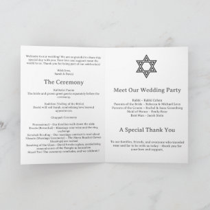 Minimalist Jewish Wedding Program Programme