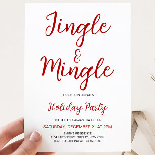 Minimalist Jingle and Mingle Christmas Party Invitation