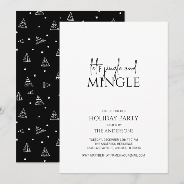 Minimalist Jingle & Mingle Holiday Party Christmas Invitation (Front/Back)