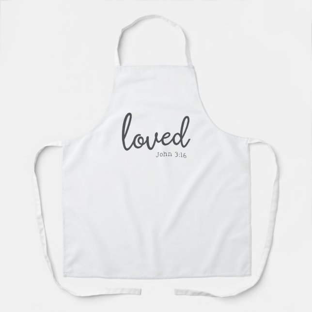 Minimalist John 3:16 loved  Apron (Front)