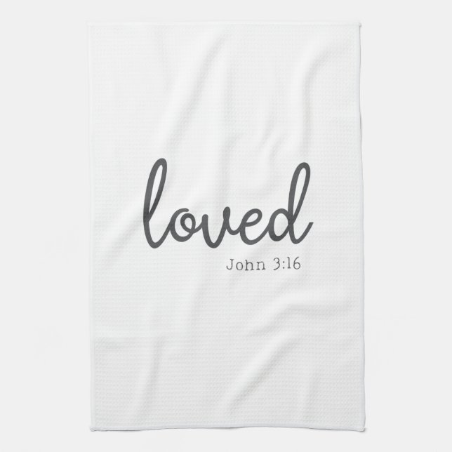 Minimalist John 3:16 loved  Tea Towel (Vertical)