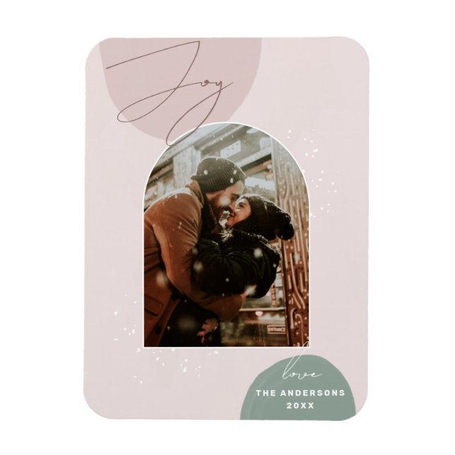 Minimalist Joy Holiday Photo | Modern Christmas Magnet (Vertical)