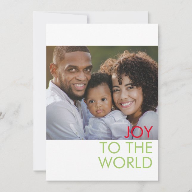 Minimalist| Joy to the World| Family Photo Holiday Card (Front)