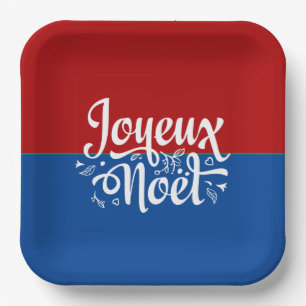 Minimalist Joyeux Noel French Merry Christmas Paper Plate