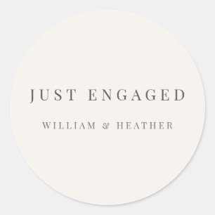 Minimalist ‘Just Engaged’ Sticker Warm White