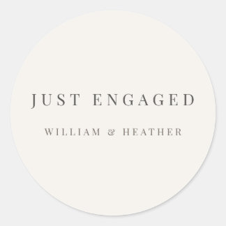 Minimalist ‘Just Engaged’ Sticker | Warm White