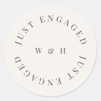 Minimalist ‘Just Engaged’ Sticker | Warm White