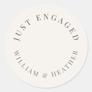 Minimalist ‘Just Engaged’ Sticker Warm White