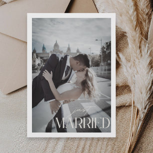 Minimalist Just Married QR Code Wedding Announcement