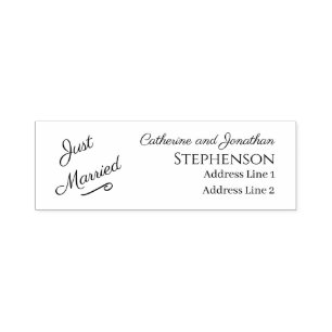 Minimalist Just Married Return Address  Self-inking Stamp