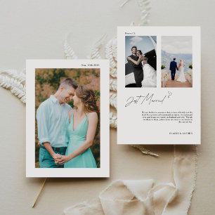 Minimalist Just Married Wedding Accouncement Card