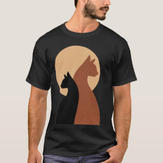 Minimalist Kangaroo & Cat Silhouette Animal T-Shir T-Shirt