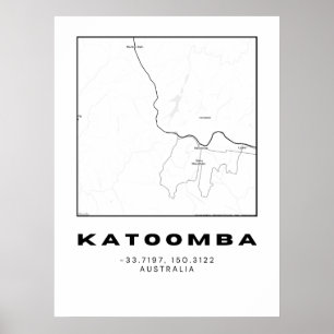 Minimalist Katoomba Map with Coordinates Poster