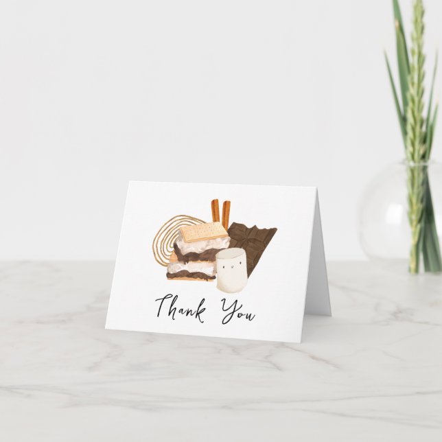 Minimalist Kawaii S'more Love & Fun Baby Shower Thank You Card (Front)