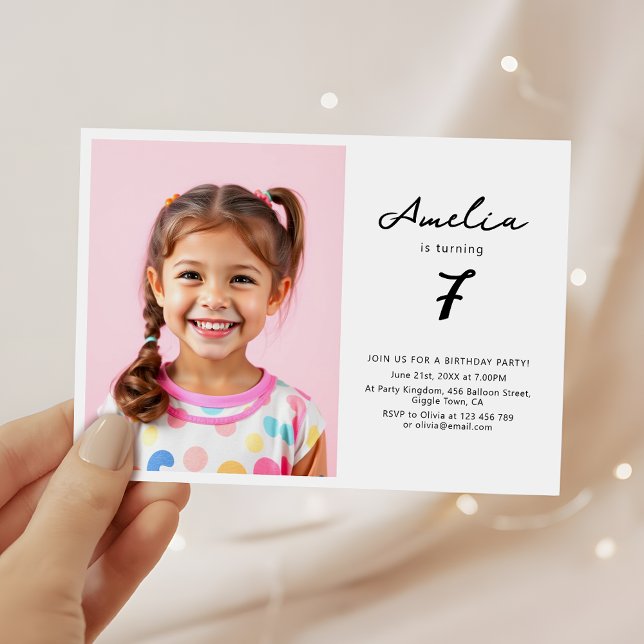 Minimalist Kids Birthday Party Photo Invitation (Creator Uploaded)