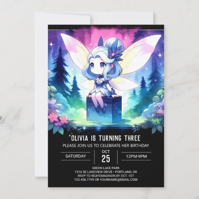 Minimalist Kids Fairy Birthday Invitation (Front)