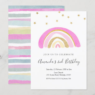 Minimalist Kid's Rainbow Birthday Invitation