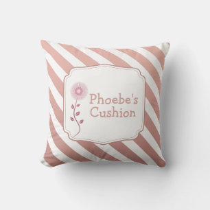 Minimalist Kids Rose Gold Stripes Customisable Cushion