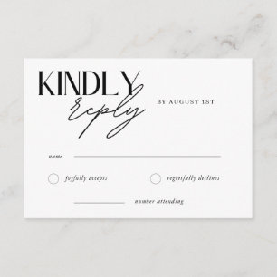 Minimalist Kindly Reply Wedding RSVP Card