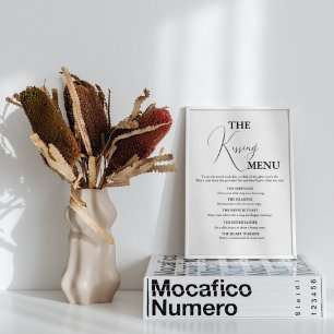 Minimalist Kissing Menu Wedding game sign