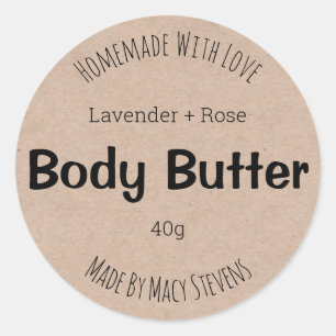 Minimalist Kraft Body Butter Simple Labels