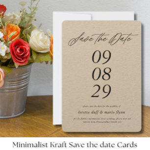 Minimalist Kraft paper Save the date Invitation