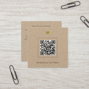 Minimalist Kraft QR Code  Wedding Invitation