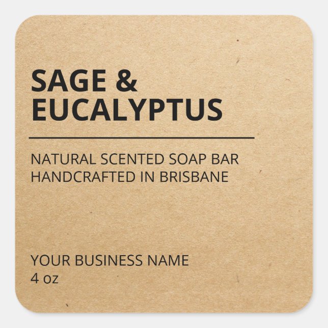 Minimalist Kraft Soap Bar Labels (Front)
